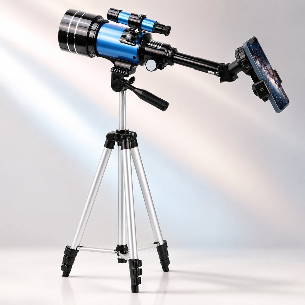 Telescópio SkyQuanta de 70 mm — Distância focal de 300 mm, tripé e adaptador para telemóvel