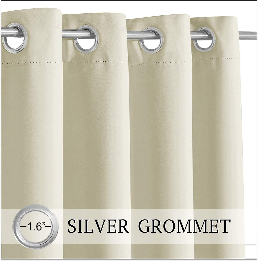 2 Panels Waterproof Patio Curtain With Eyelets Outdoor Privacy And Windproof