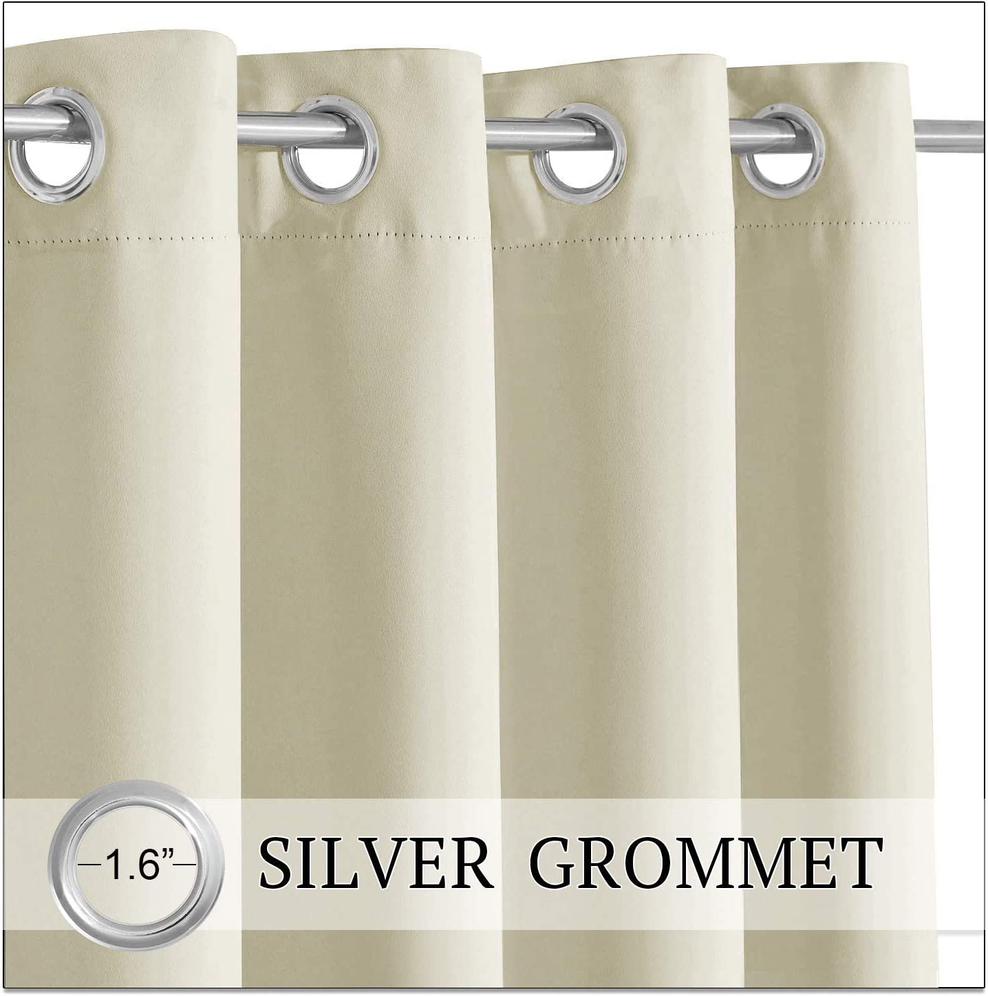 2 Panels Waterproof Patio Curtain With Eyelets Outdoor Privacy And Windproof