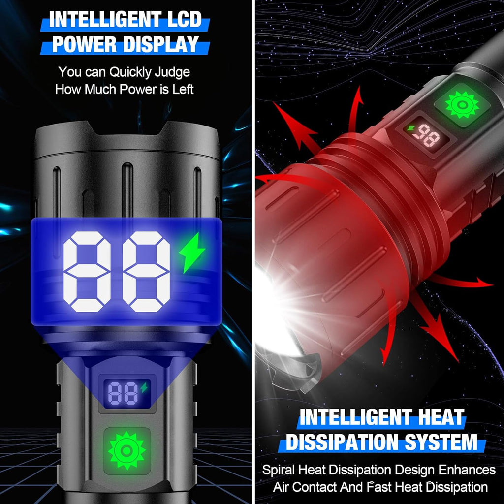 100000 Lumen Tactical LED Flashlight Rechargeable Battery Zoomable Powerbank