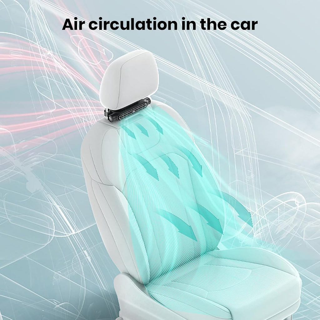 Headrest Mounted USB Powered Car Fan With Three Speeds, Bladeless And Quiet