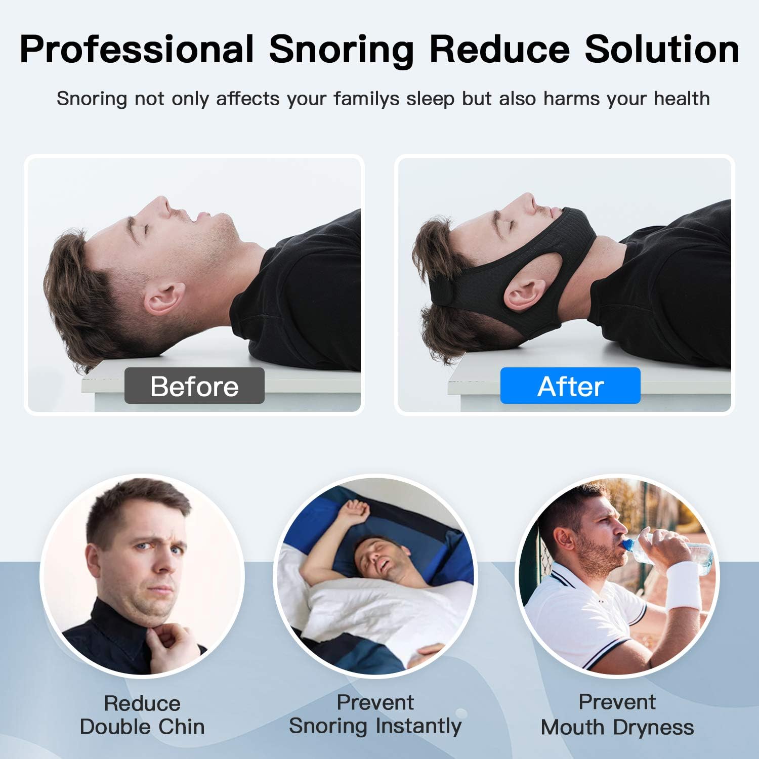 Adjustable Chin Strap For Snoring Reduction And Quiet Sleep