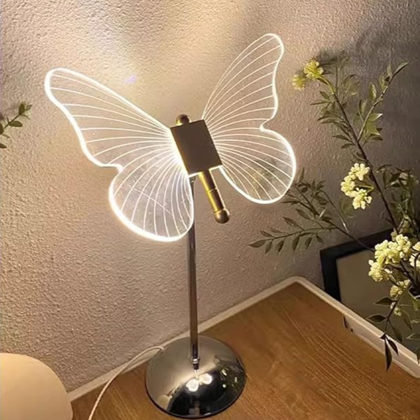 Luminara Crystal Butterfly Accent LED Lamp For Bedroom Decor And Nightstands Soft Glow Ambience