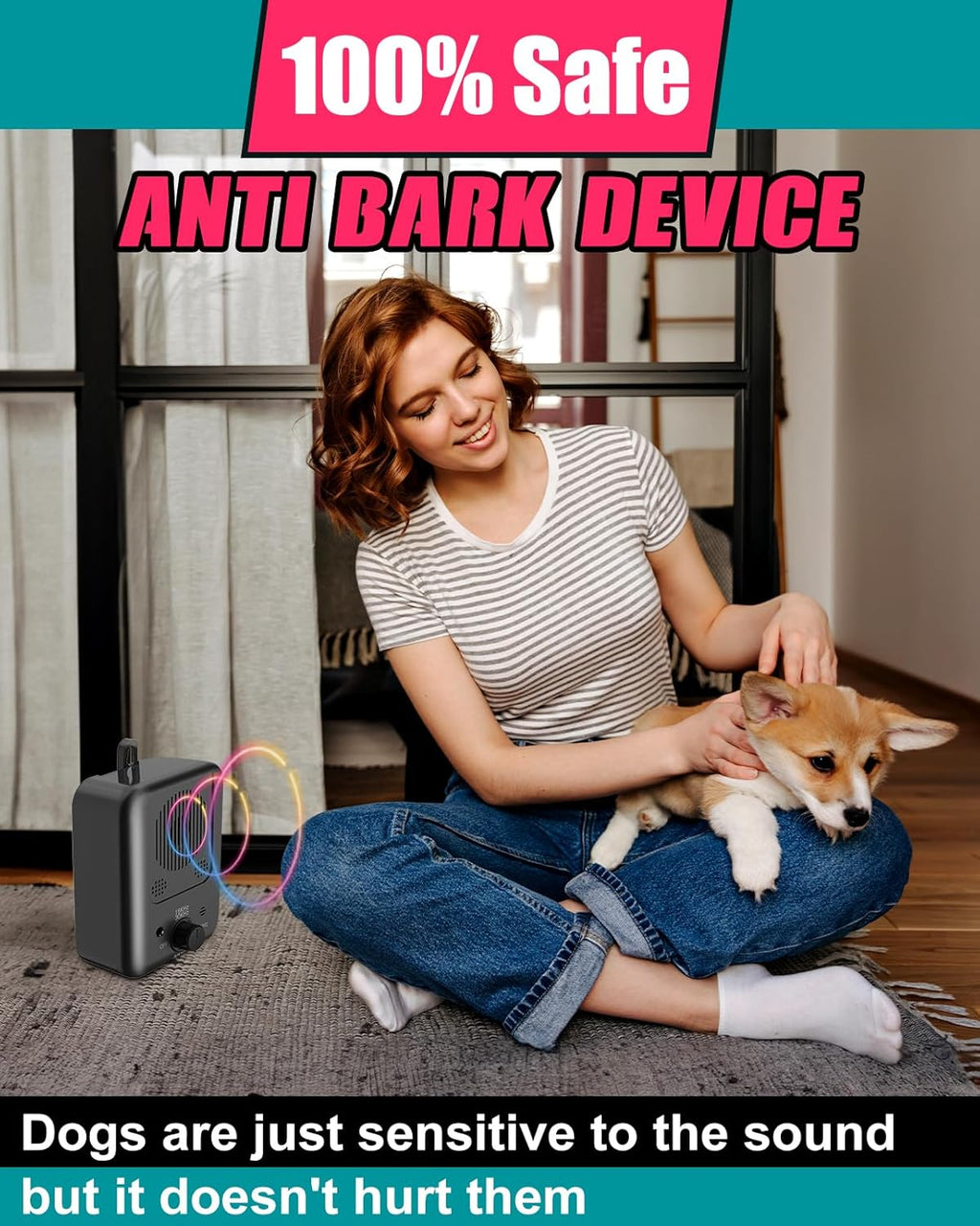 Rechargeable Ultrasonic Bark Deterrent With 15-Meter Range For Dogs