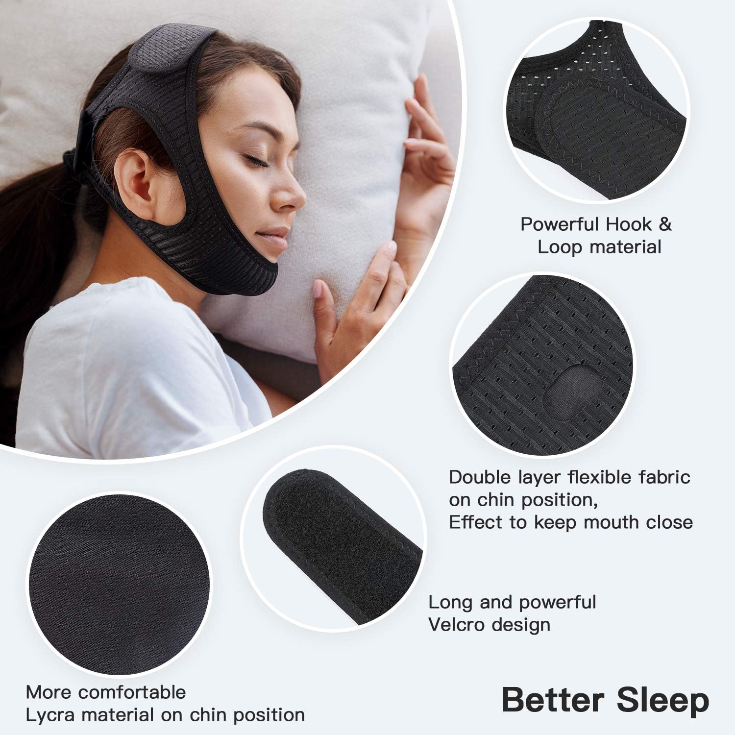 Adjustable Chin Strap For Snoring Reduction And Quiet Sleep