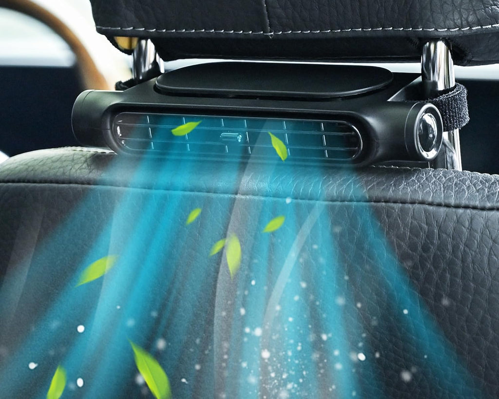 Headrest Mounted USB Powered Car Fan With Three Speeds, Bladeless And Quiet