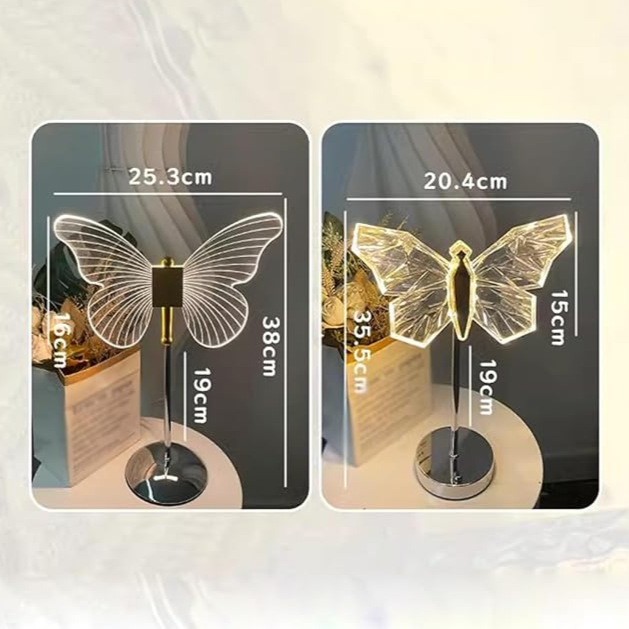 Luminara Crystal Butterfly Accent LED Lamp For Bedroom Decor And Nightstands Soft Glow Ambience