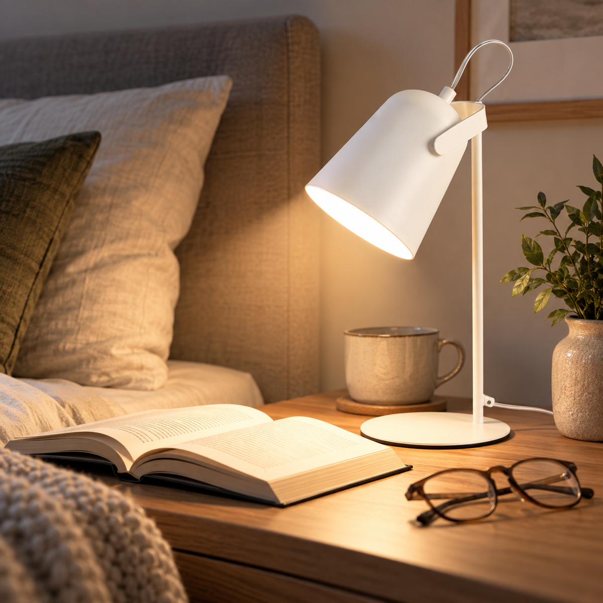 DESKFLARE állítható asztali lámpa - meleg LED-fény, irányított fénysugár, kompakt kialakítás