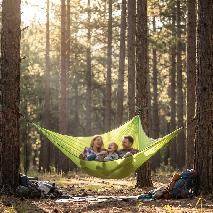 3-Person Nylon Triangle Hammock — 3-Point Suspension, 280 or 400 cm