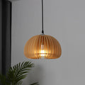 Wooden Pendant Lamp With Sculpted Rounded Shade For Warm Indoor Lighting In Minimalist Spaces