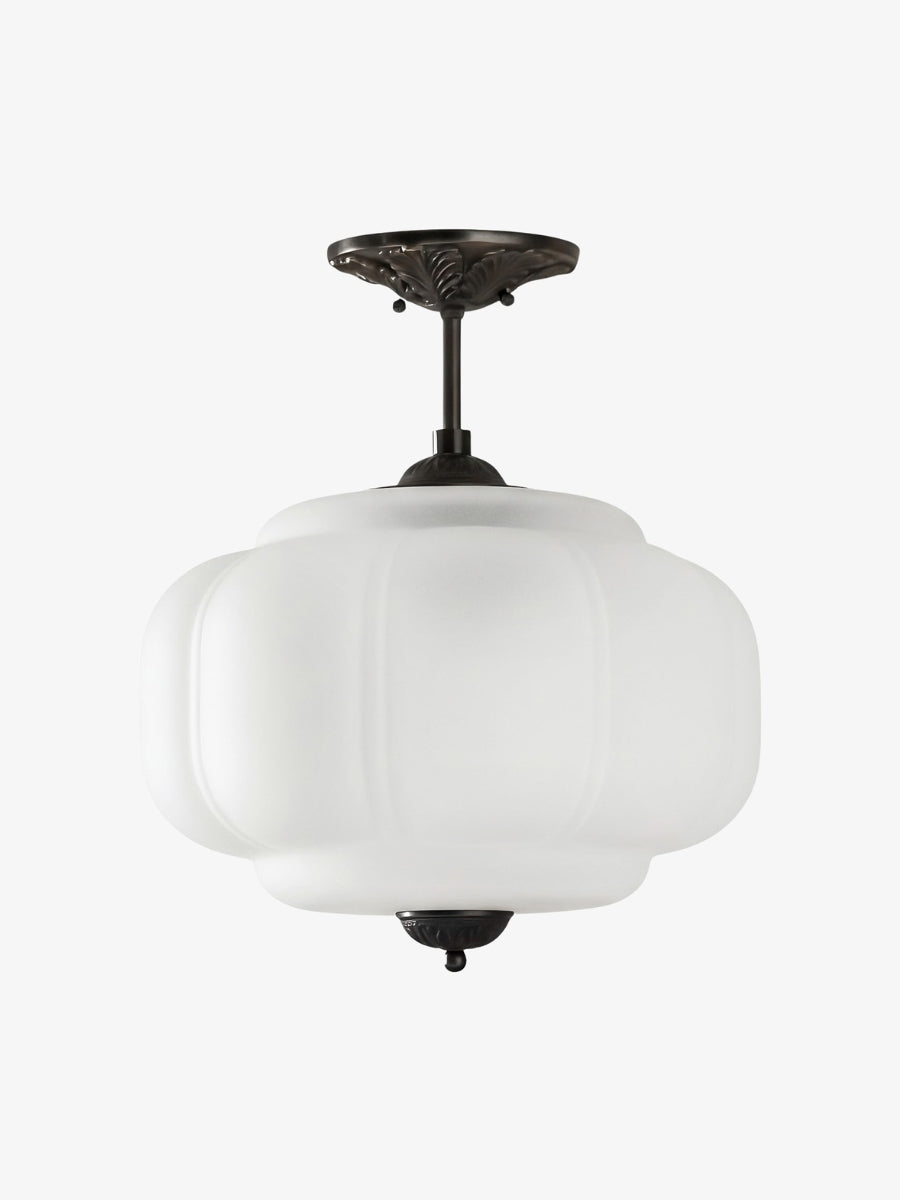 Vintage Milk Glass Ceiling Light With Fluted Rim White Pink Green Matte Glass Brass Black