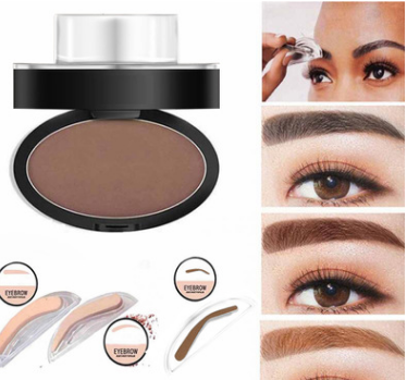 Eyebrow Stamp Kit With Powder, Waterproof, Natural Finish, 3 Shapes, 3 Colors