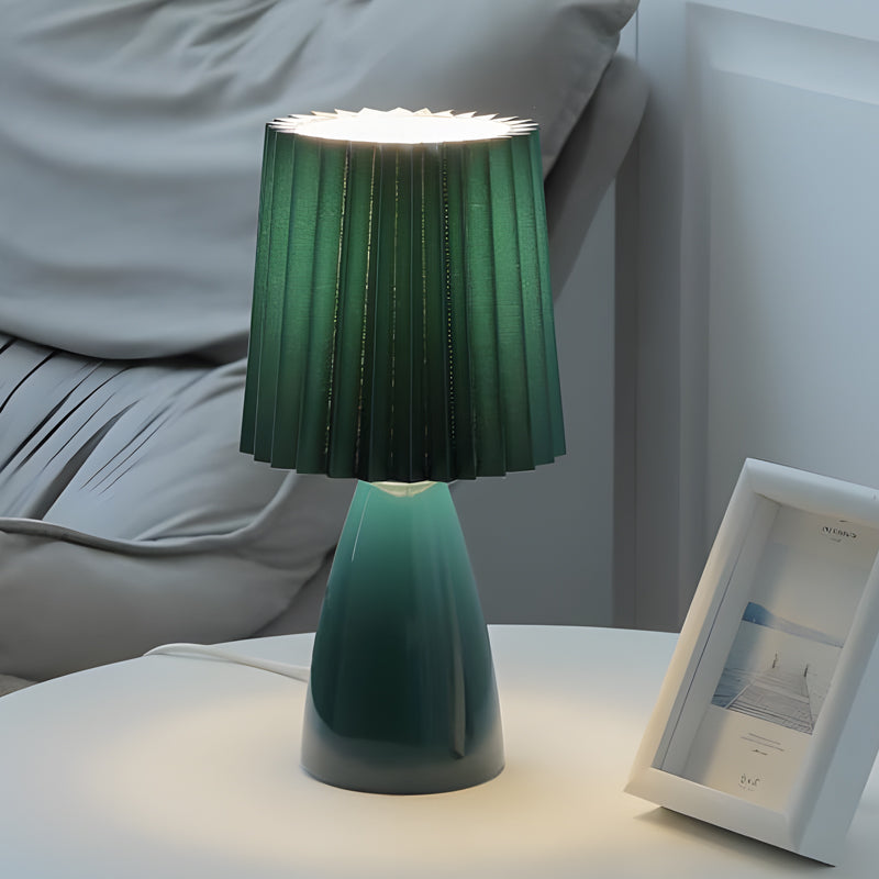 Asterra Pink Glass Base Desk Lamp With Dimmable Light And USB Port For Home Office And Study