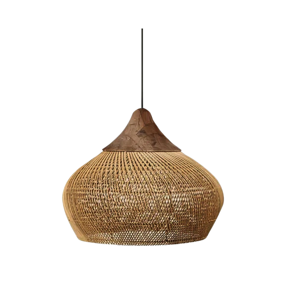 Kevara handgewebte Rattan-Pendelleuchte für Boho-Dekor, Deckenlampe und natürlicher Schirm
