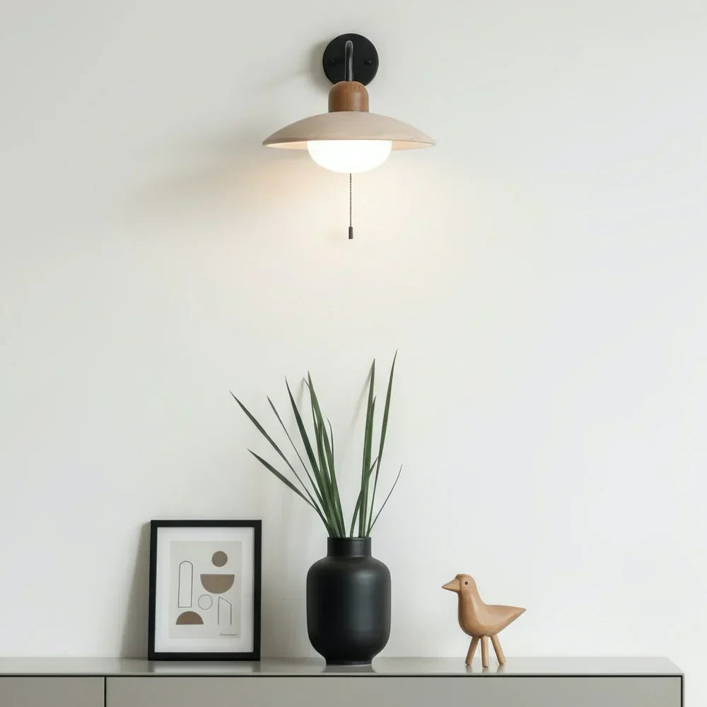 Travertine Stone Wall Light With Minimalist Disc Design And Warm Glow