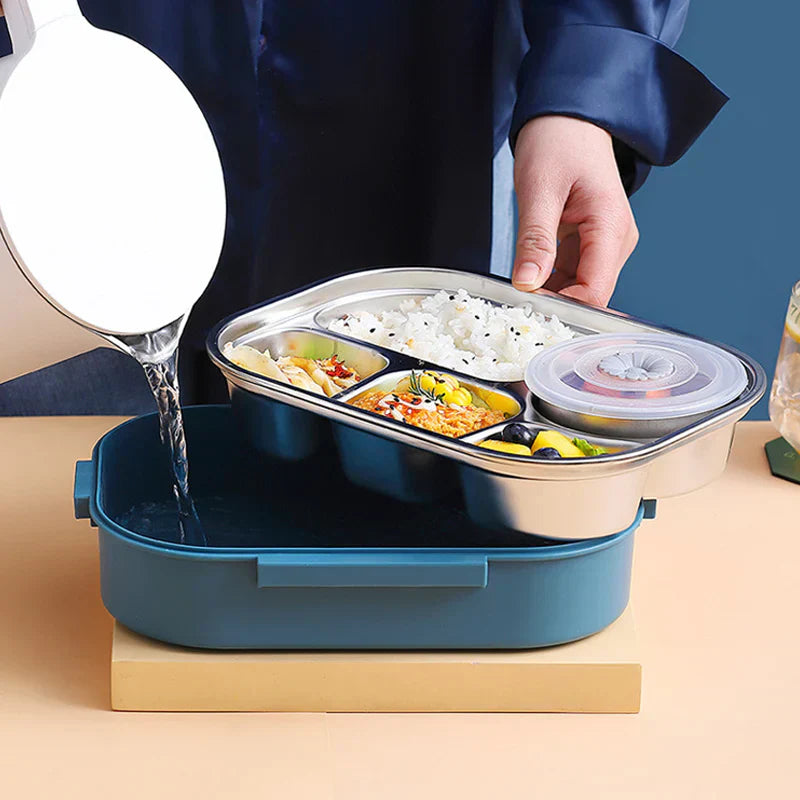 Thermo Stainless Steel Lunch Box Maintains Food Warmth Or Cold With Leakproof Compartments