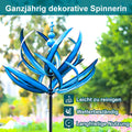 Rotating Metal Windmill Weather Vane With Bird Design, Blue And Red, 90cm Garden Decor