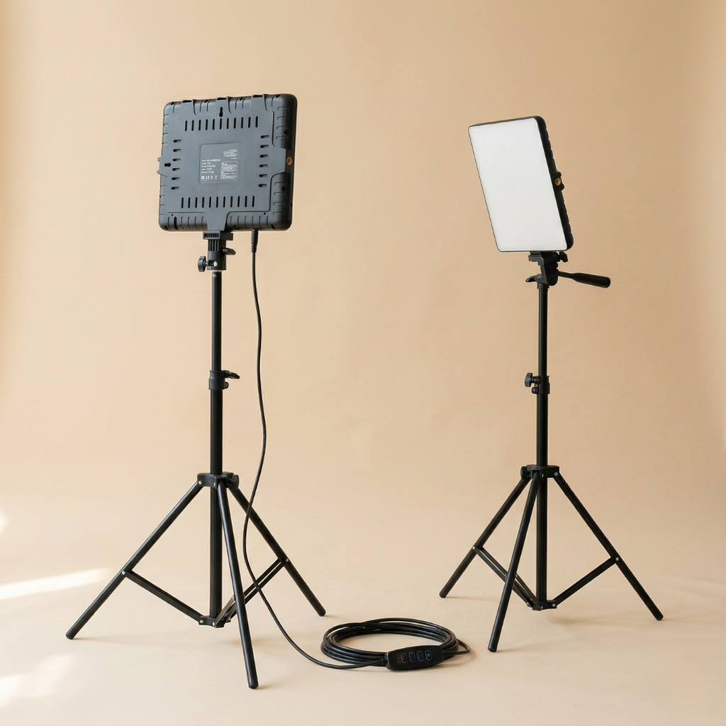 LED Video Lighting Kit With Adjustable Brightness And Color Temperature From 2800K To 6500K, Two Stands Up To 57 Inches