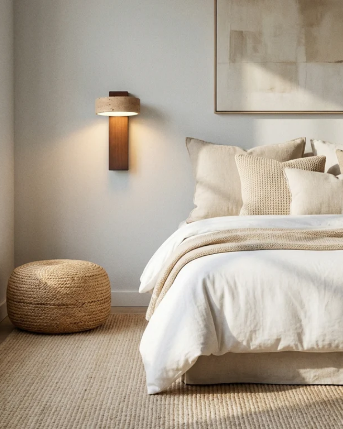 Travertine Stone Wall Lamp With Warm Light For Living Room Scandinavian Style Ambience