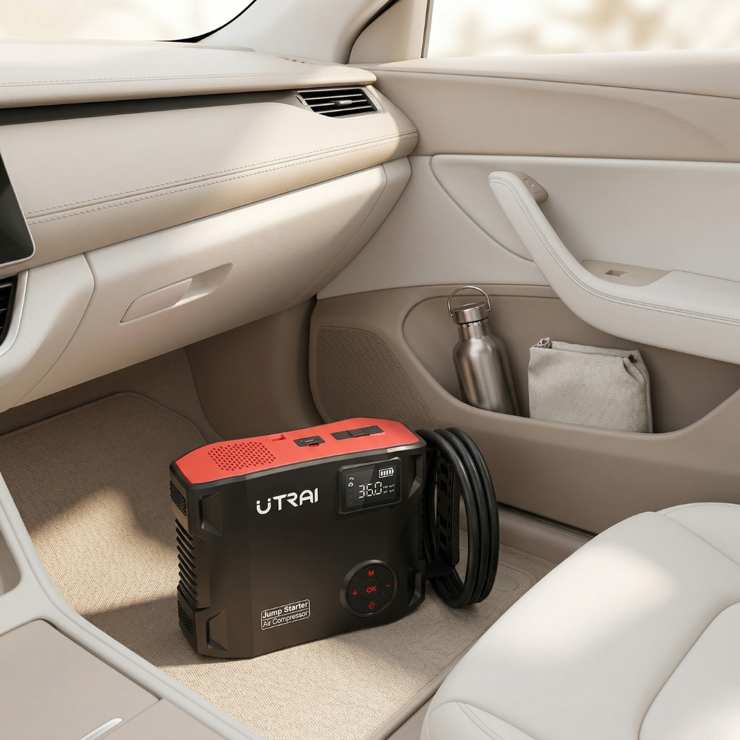 Utrai 2000A Jump Starter Power Bank Portable Car Emergency Kit With Air Compressor And LED Light