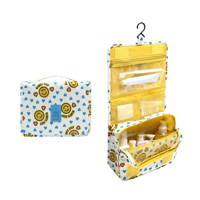 Travel Toiletry Case With Hanging Feature And Waterproof Exterior