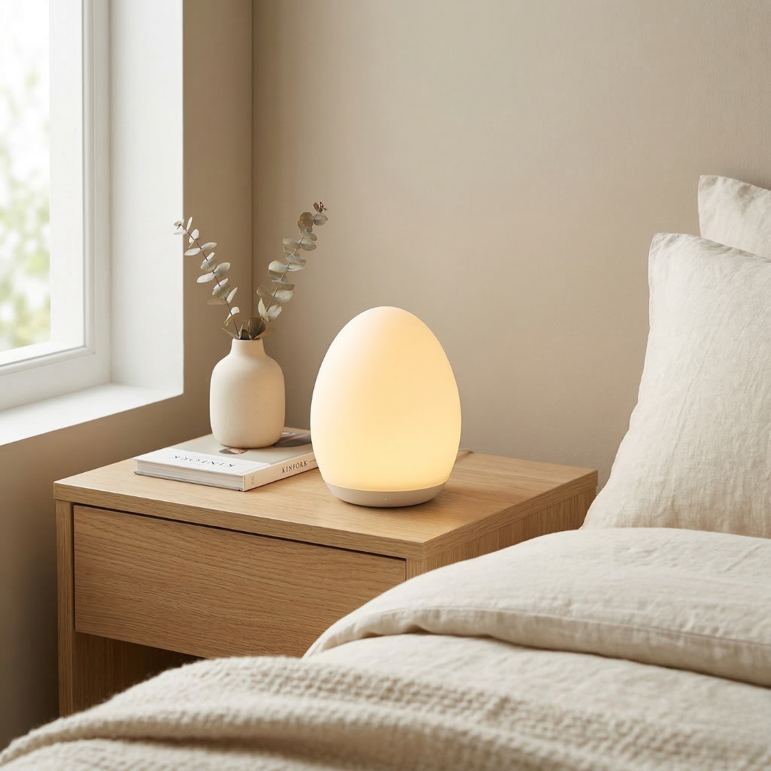 Egg Shaped Night Light With Rechargeable LED Battery, Touch Control And Adjustable Brightness For Safe Sleep