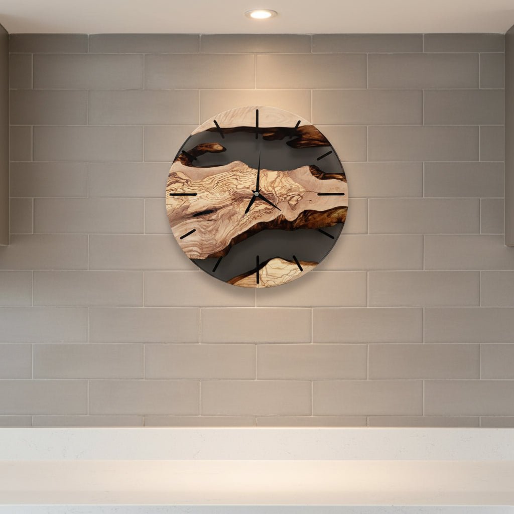 Nordic VIKTID ELMWAY Silent Elmwood Wall Clock — Round Shape, Quartz Movement