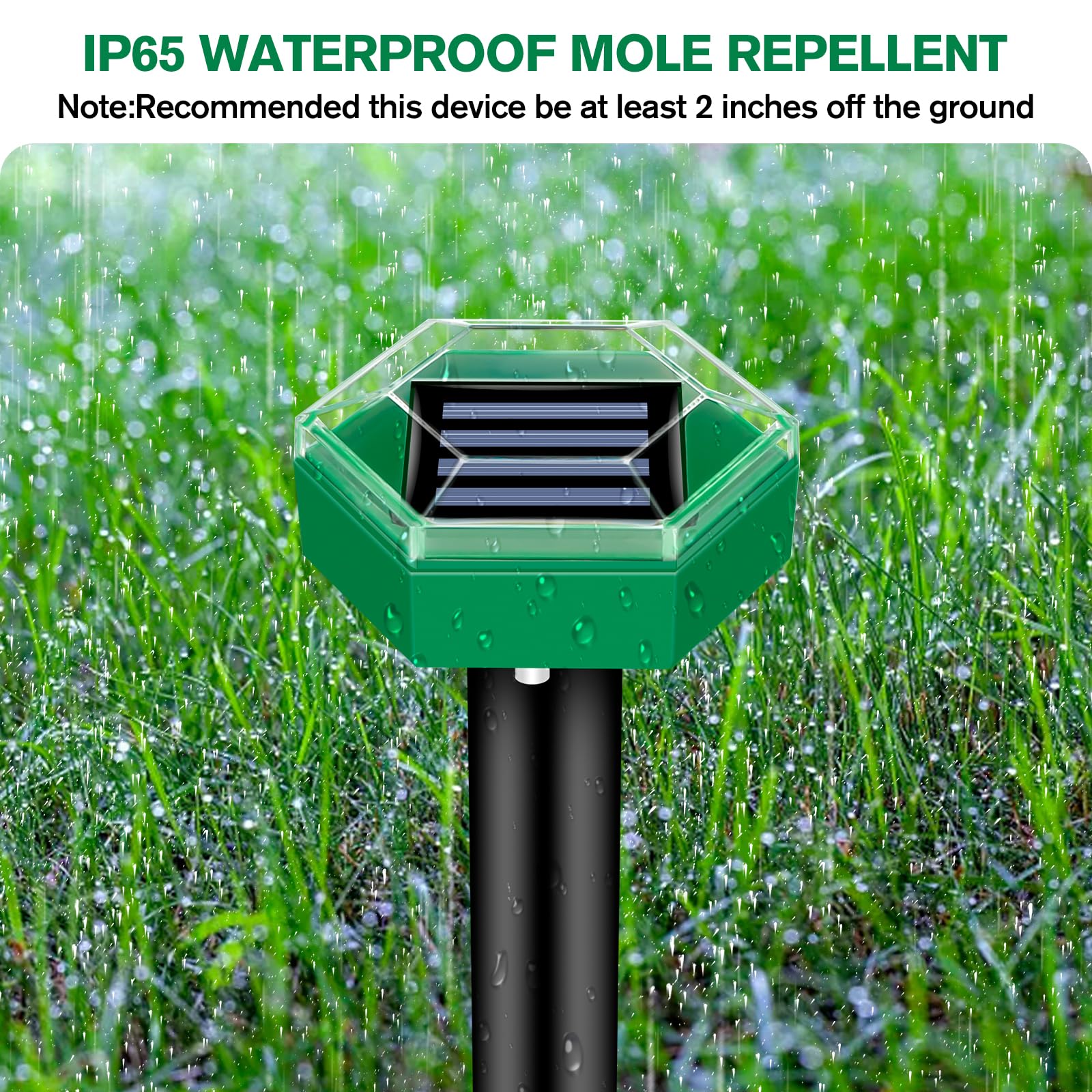 Solar Ultrasonic Mole Repellers, Set Of 4, 465m2 Coverage Each, IP65 Waterproof