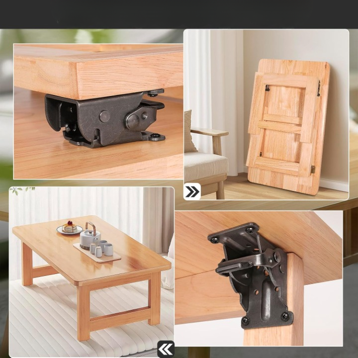 Juego de 2 herrajes de acero autoblocantes para mesa plegable — Capacidad de 225 kg, mecanismo de bloqueo de 90°