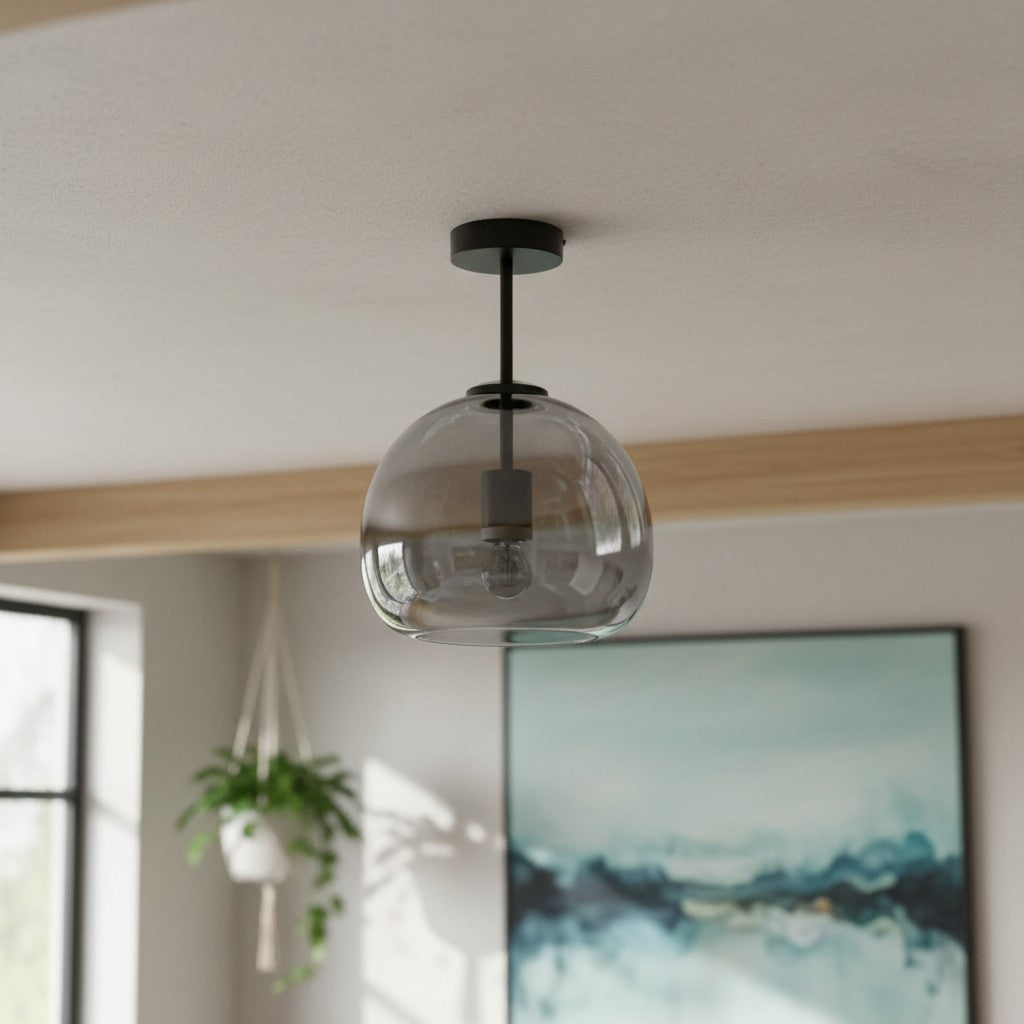 Elegant Glass Ceiling Fixture With Pendant Or Semi Flush Mount For Versatile Living Spaces