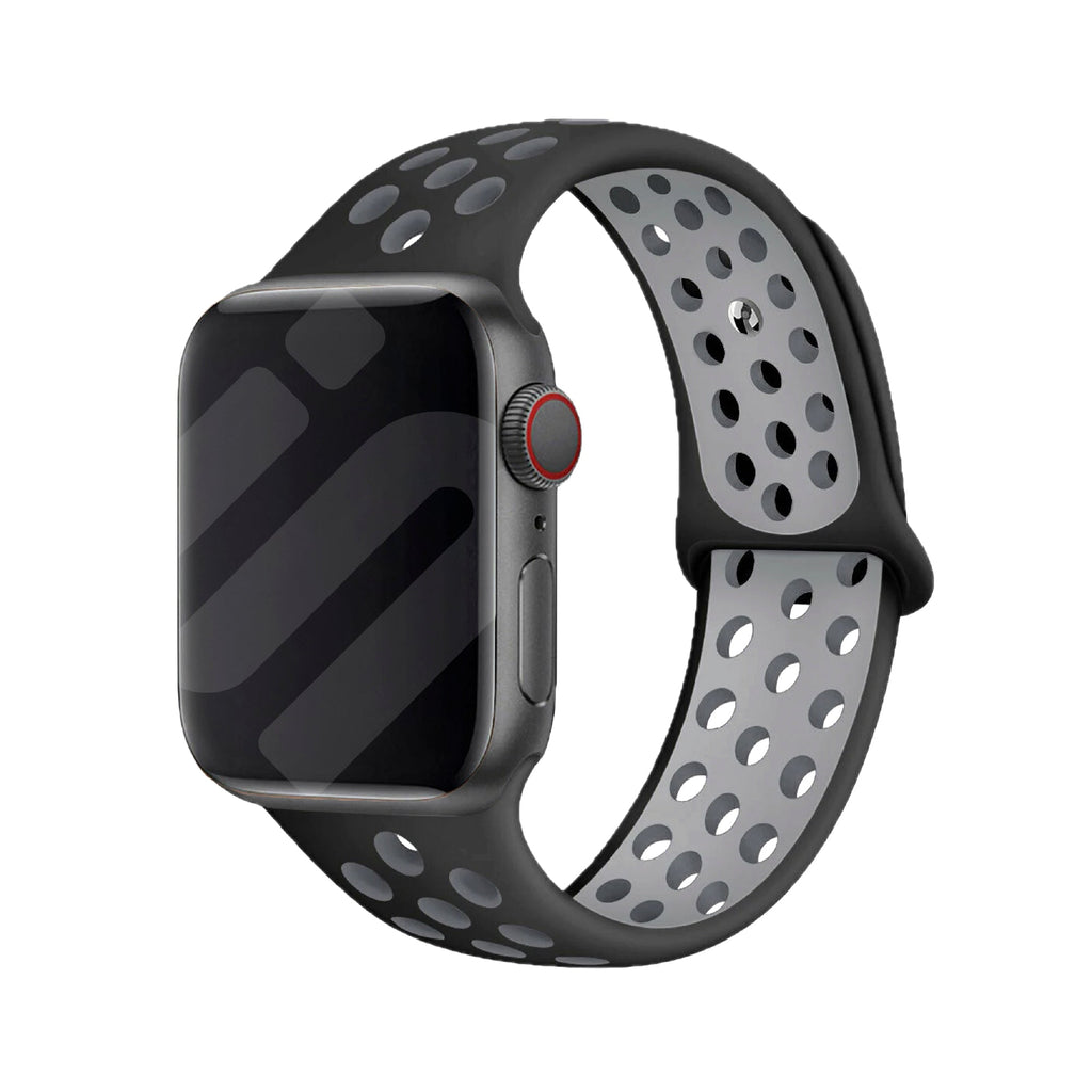 سوار Apple Watch الرياضي — بتصميم باللونين الأسود والرمادي