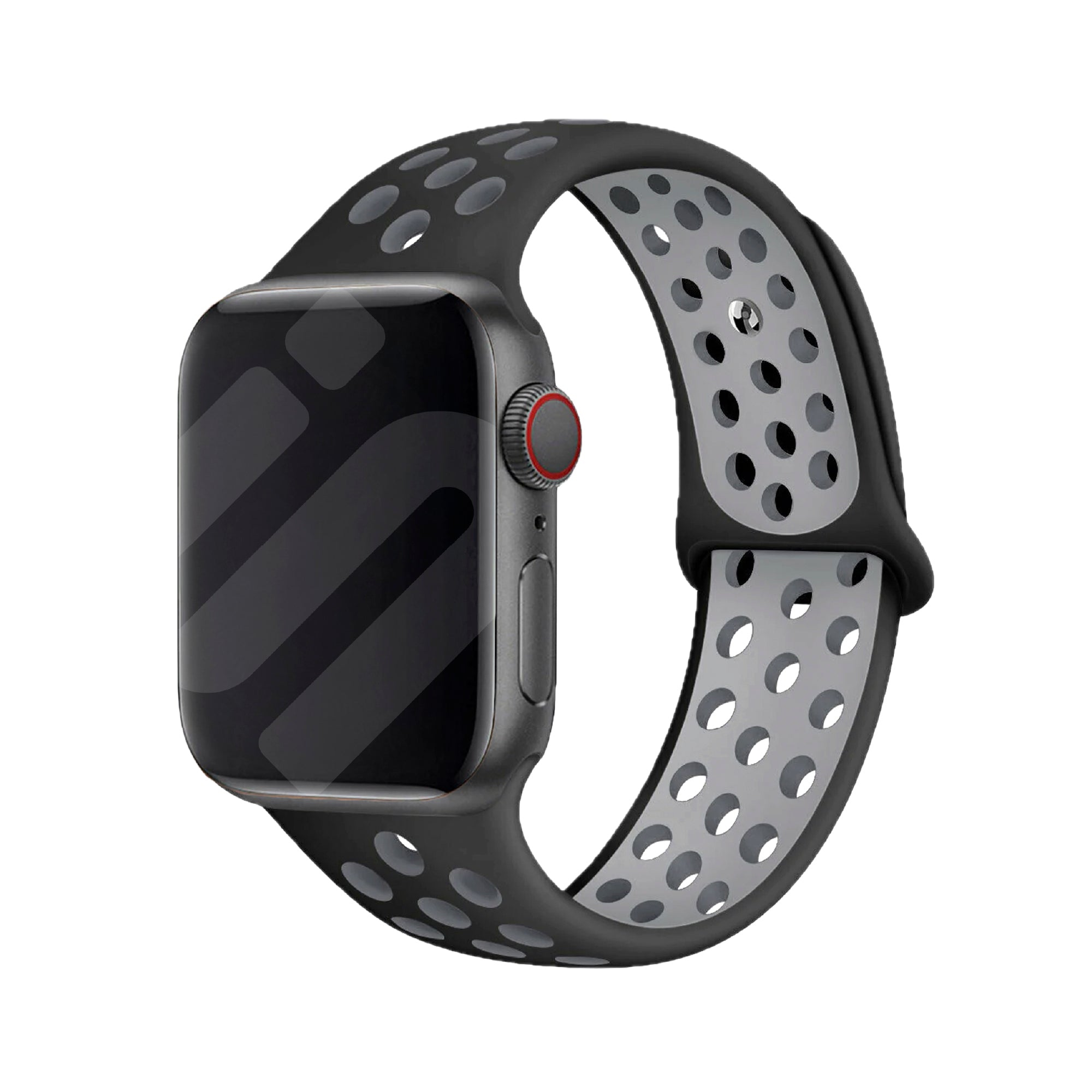 سوار Apple Watch الرياضي — بتصميم باللونين الأسود والرمادي