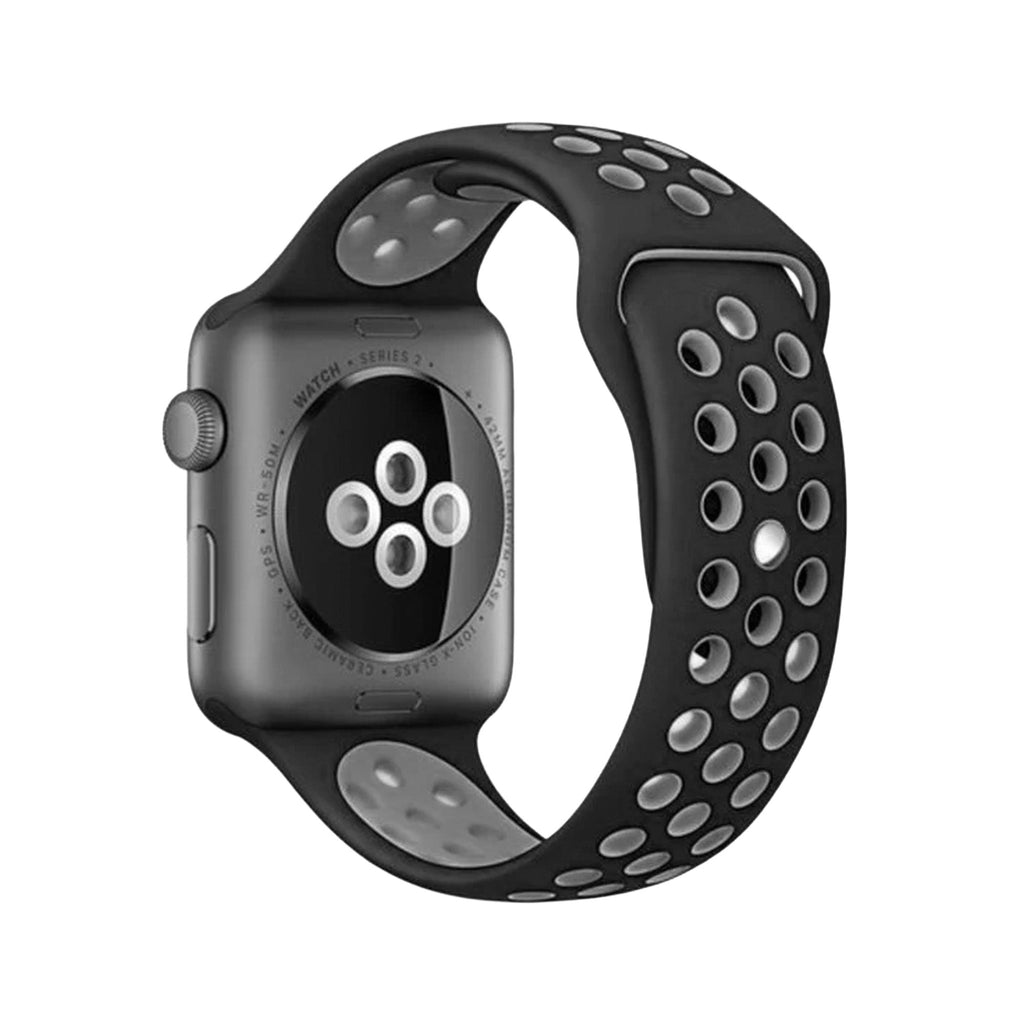 سوار Apple Watch الرياضي — بتصميم باللونين الأسود والرمادي