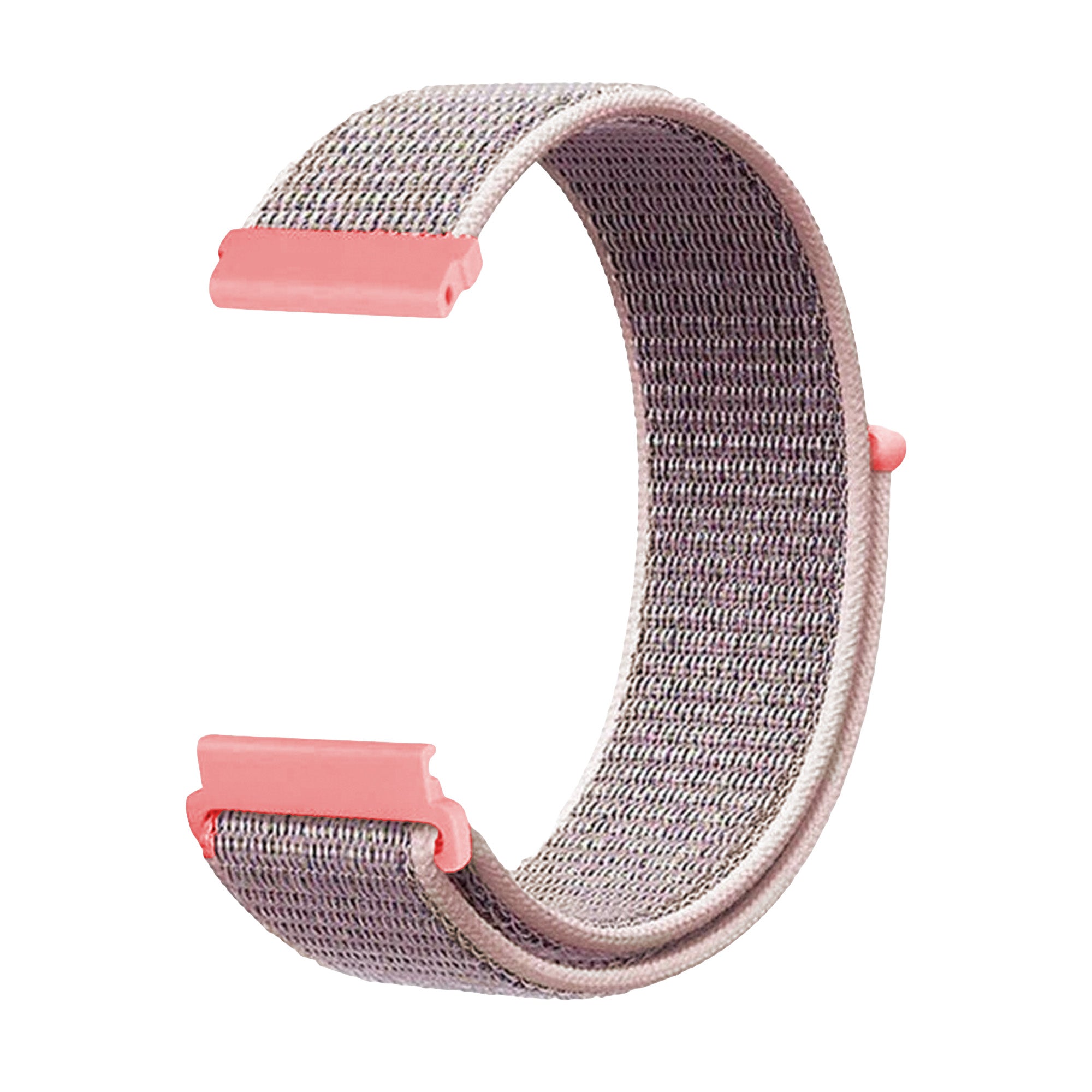 Fitbit Sense -älykellon harmaa ja vaaleanpunainen kaksivärinen nailonranneke — pehmeä kudos, tarrakiinnitys