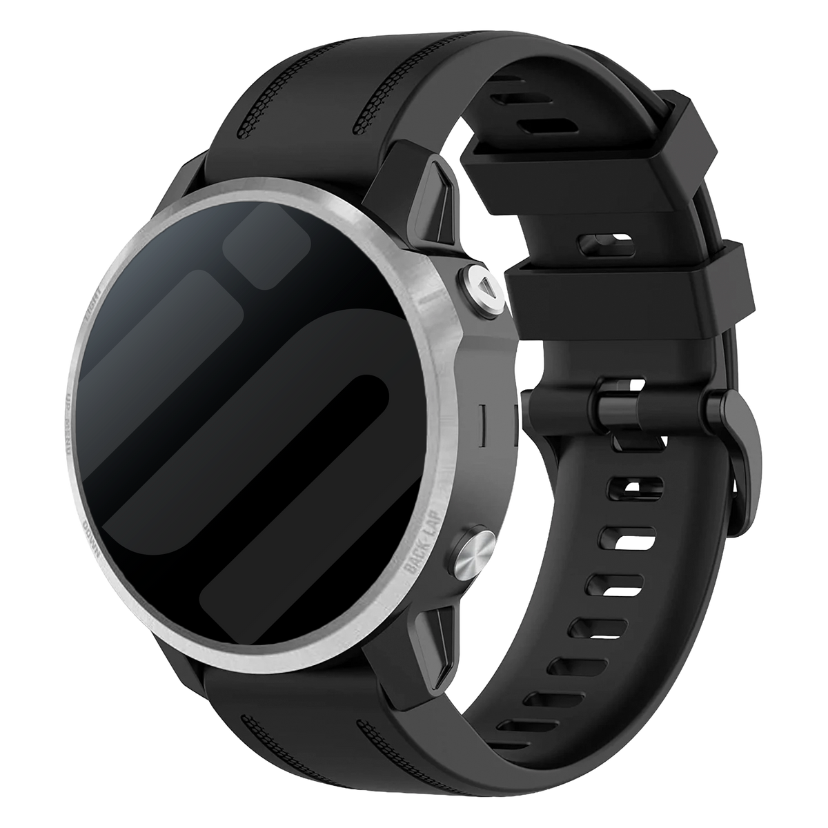 Garmin Fenix 5S- ja 6S-kellon ranneke — musta silikoni