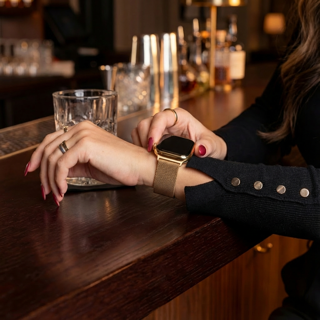 Correa milanesa color oro rosa para Apple Watch — cierre de hebilla seguro