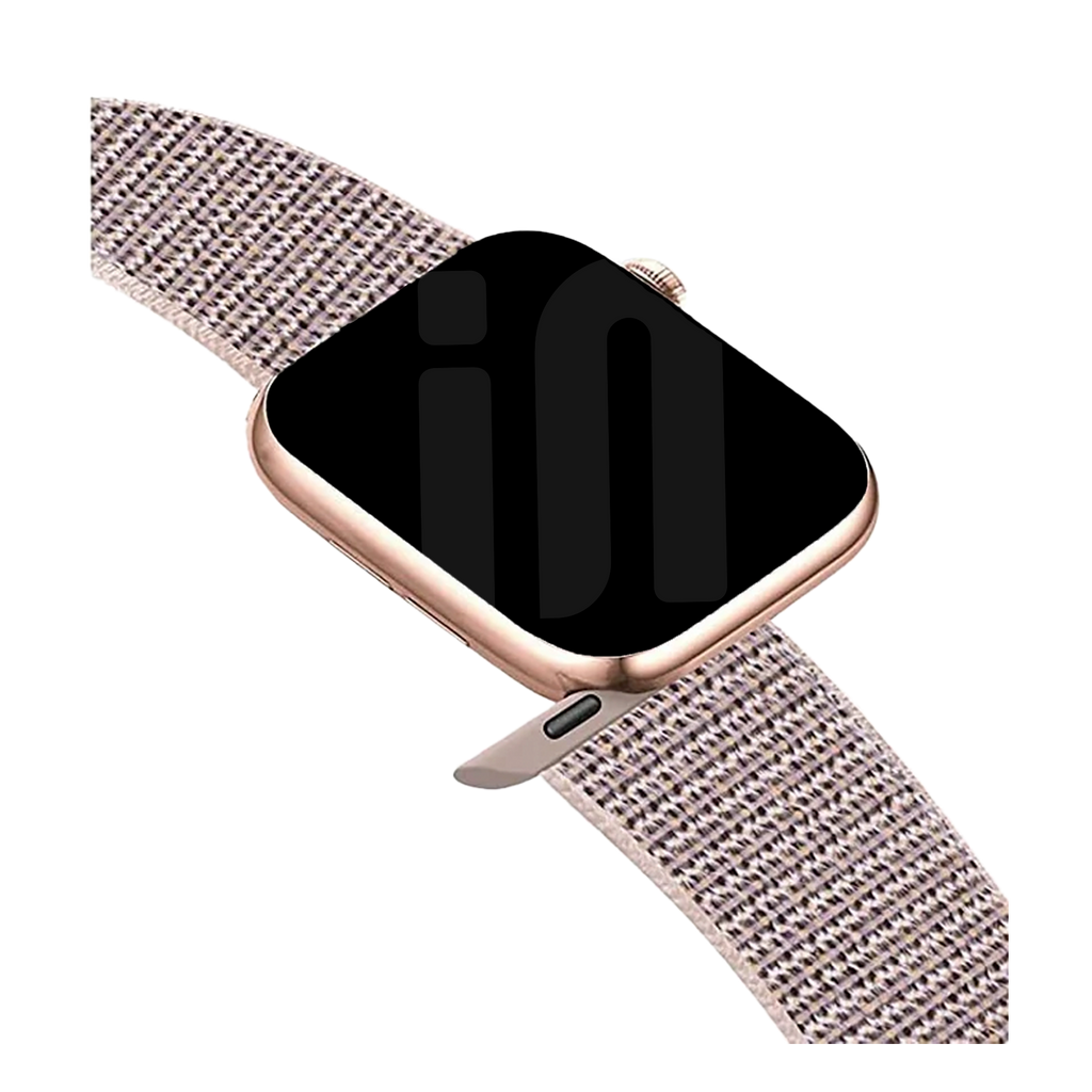 Cinturino ad anello in nylon rosa per Apple Watch — chiusura regolabile in velcro