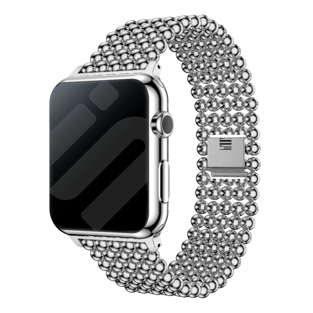 Ocelový korálkový řemínek ve stříbrném provedení pro Apple Watch