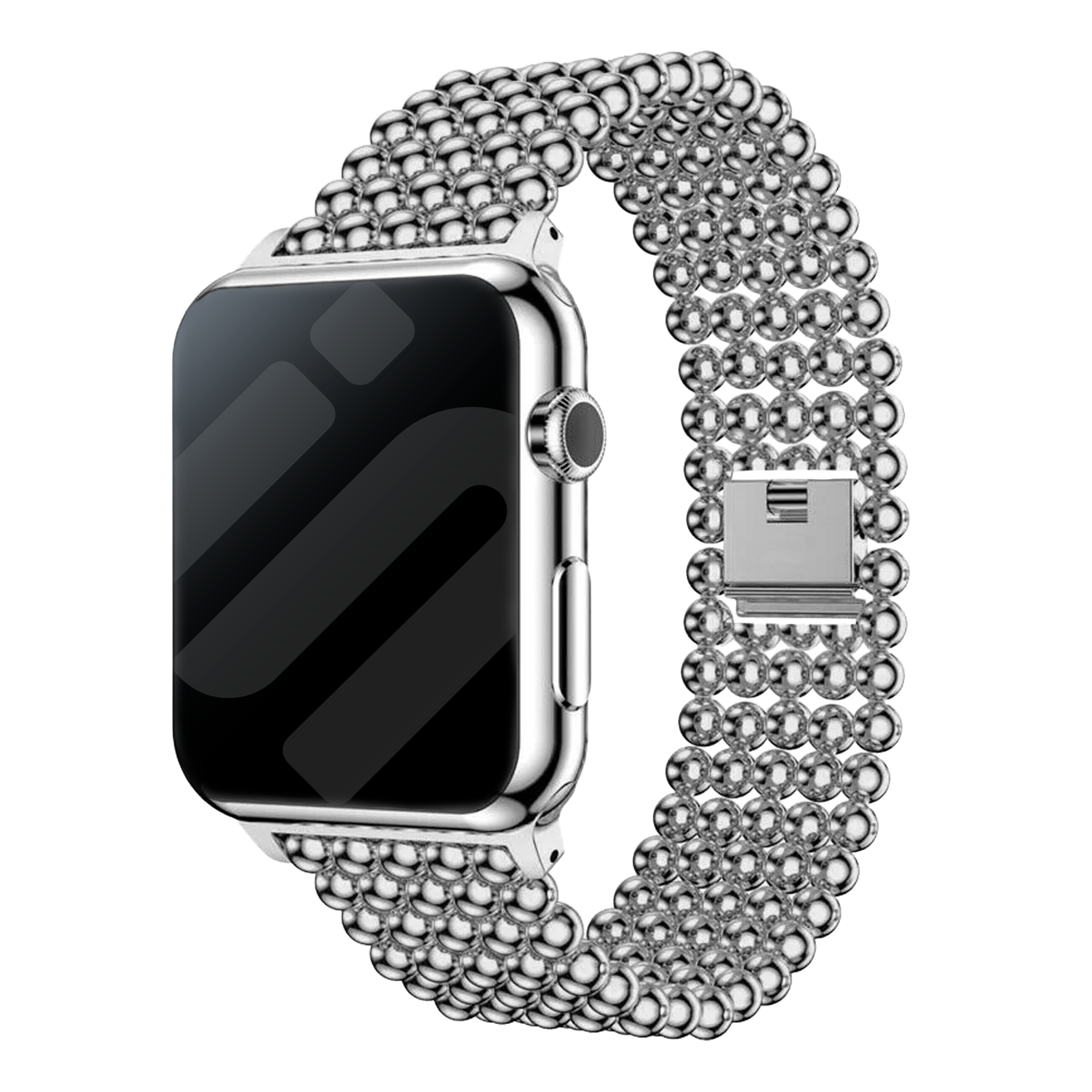 Ocelový korálkový řemínek ve stříbrném provedení pro Apple Watch