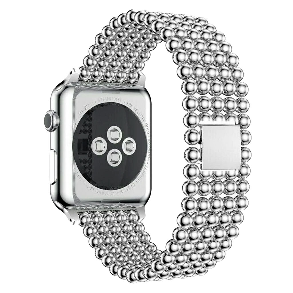 Ocelový korálkový řemínek ve stříbrném provedení pro Apple Watch