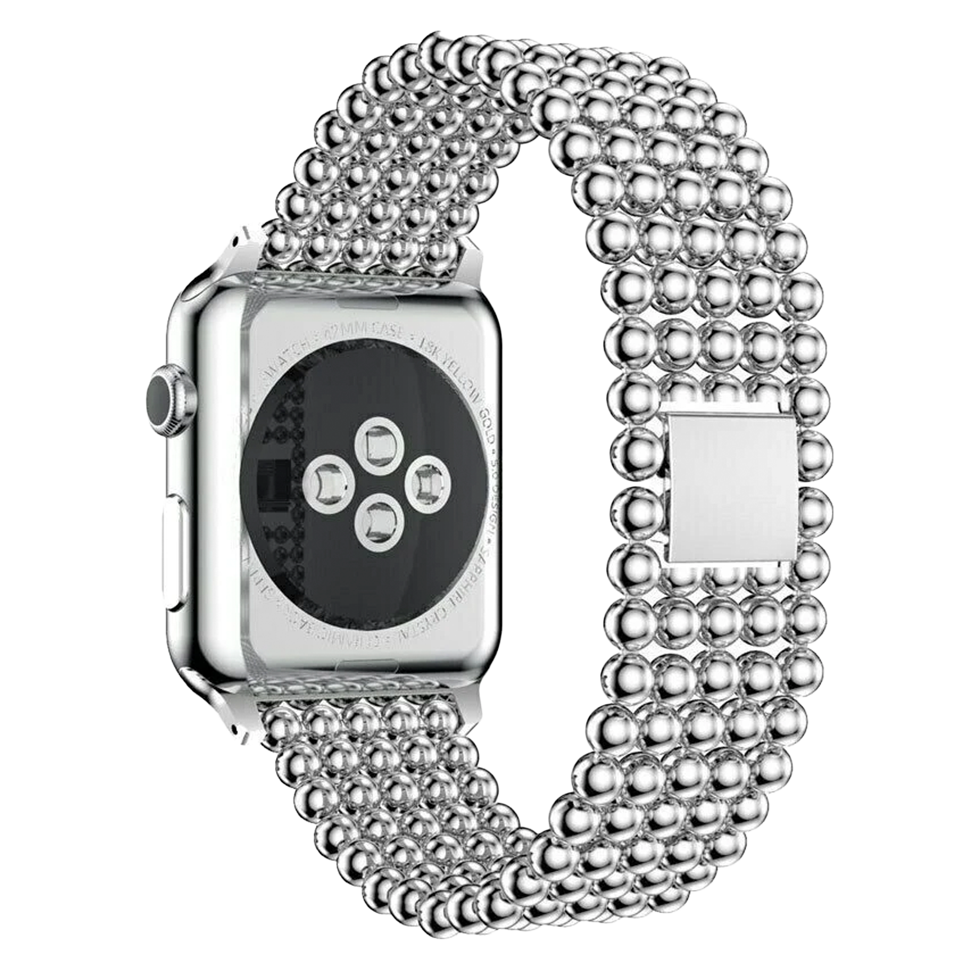 Ocelový korálkový řemínek ve stříbrném provedení pro Apple Watch