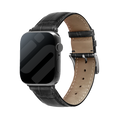 Apple Watch-sort læderrem — krokodillemønster