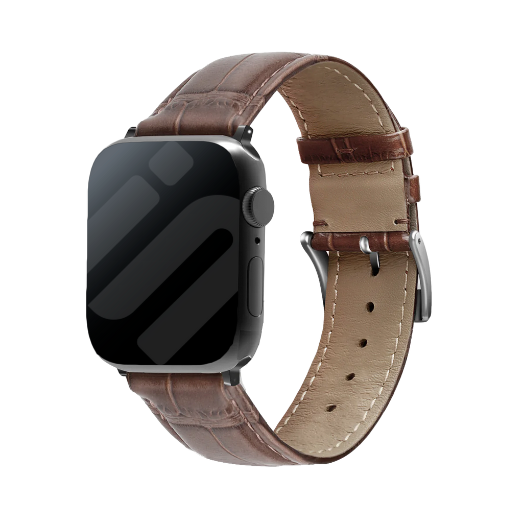 Apple Watch Brown Crocodile Grain Leather Strap