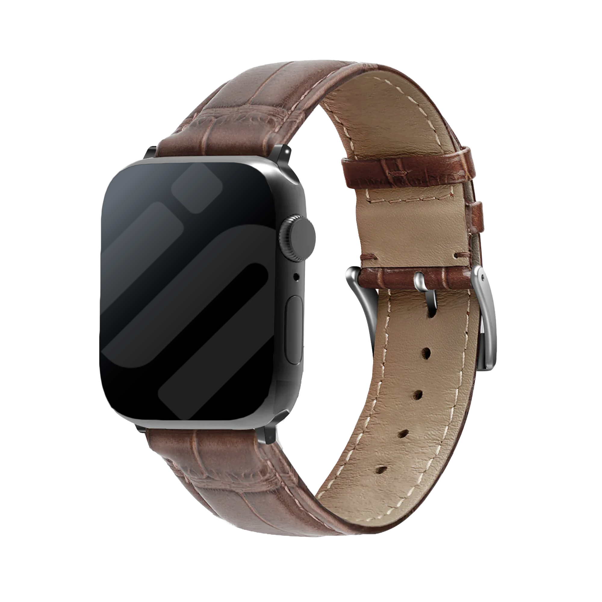 Apple Watch Brown Crocodile Grain Leather Strap