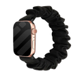سوار Scrunchie لساعة Apple Watch — حزام أسود مطاطي قابل للتمدد بلا إبزيم