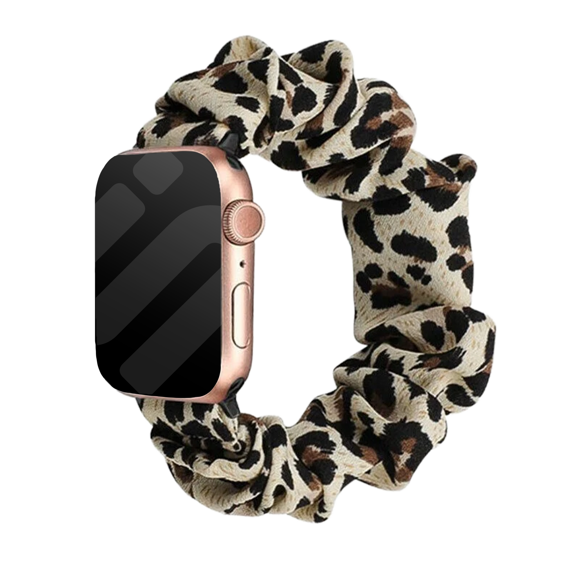 سوار سكرانشي مطاطي بنقشة جلد الفهد — ملاءمة مرنة لساعة Apple Watch