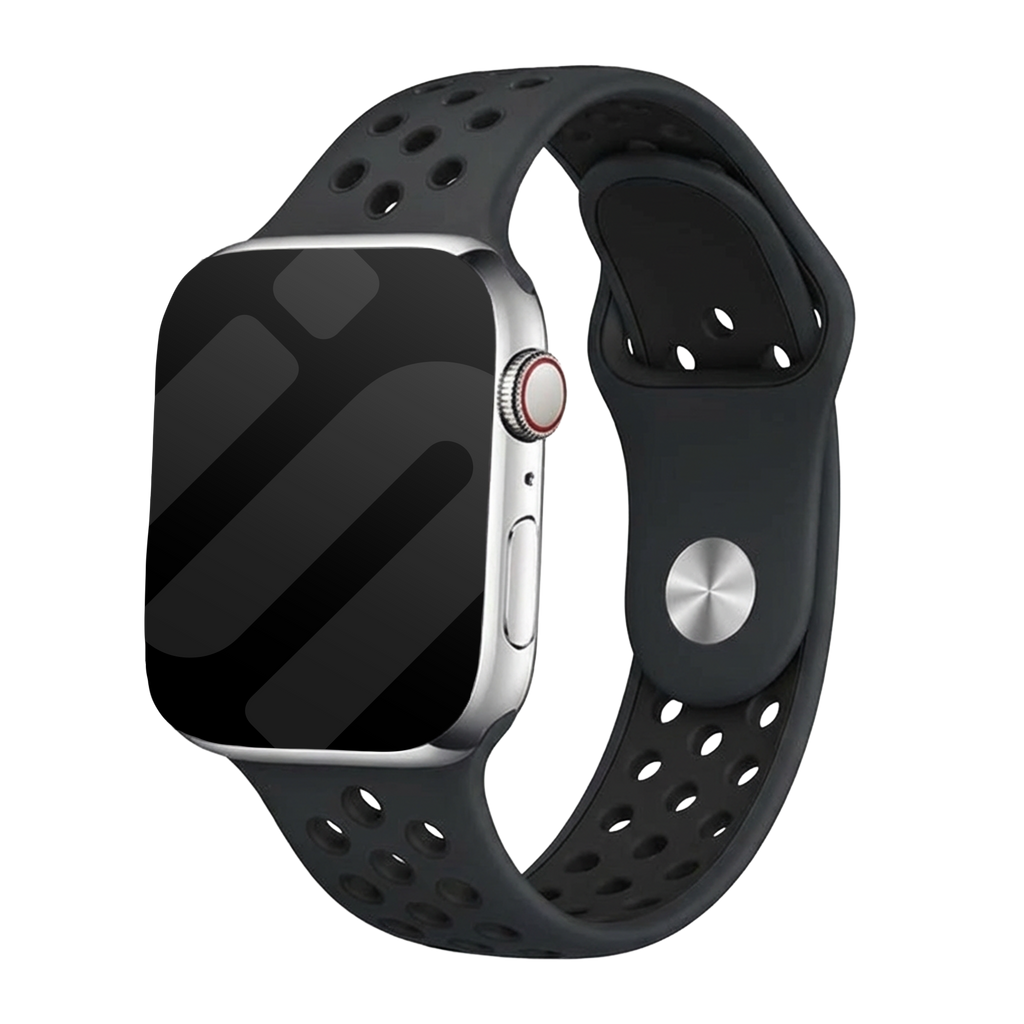 Correa deportiva gris oscuro y negra para Apple Watch