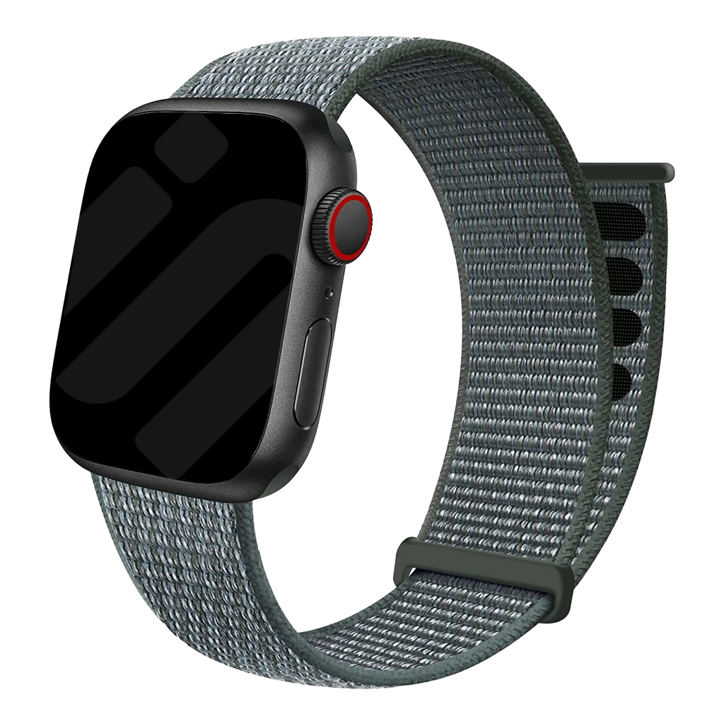 Apple Watch Nylon Loop Strap – Grey-Green Velcro Closure