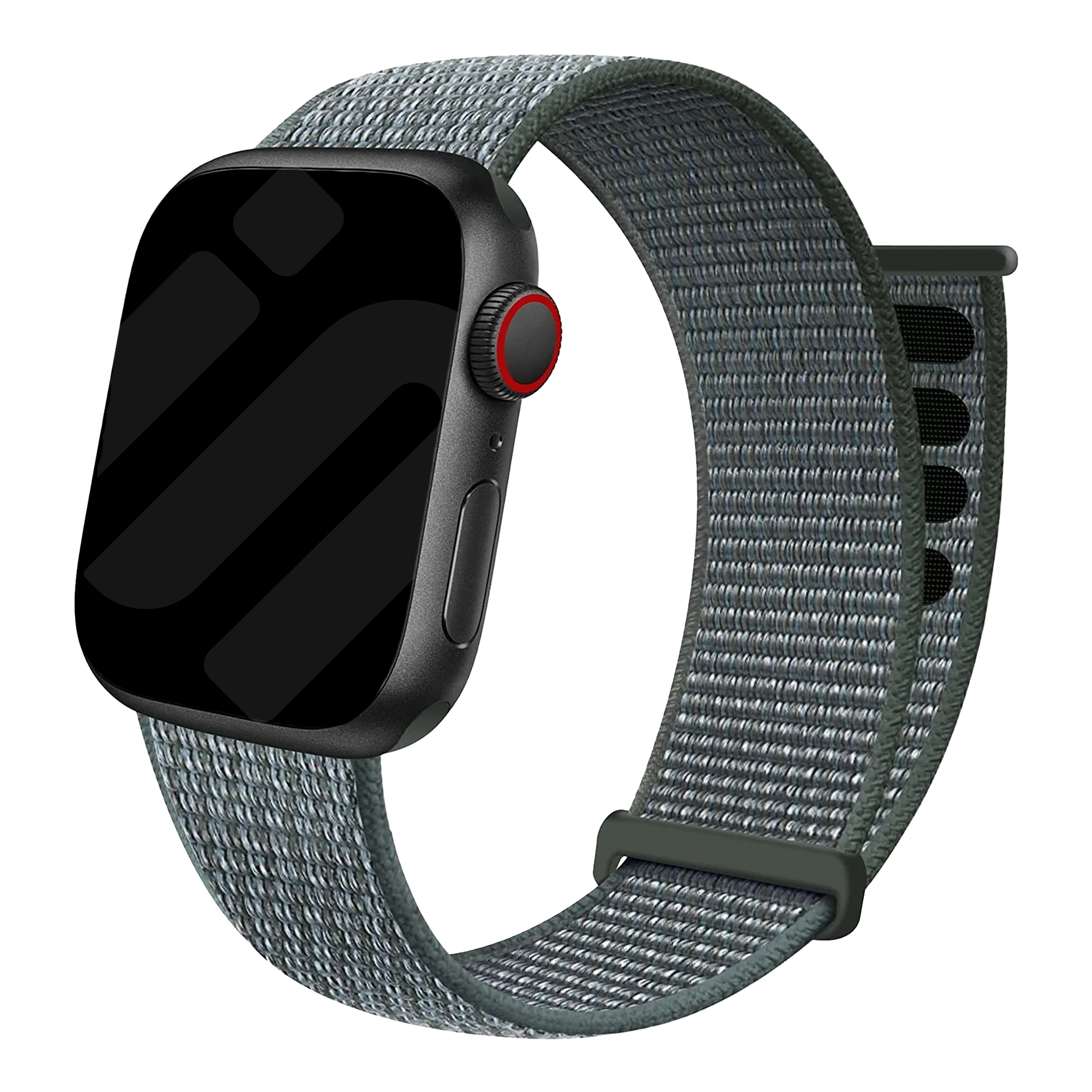 Apple Watch Nylon Loop Strap – Grey-Green Velcro Closure