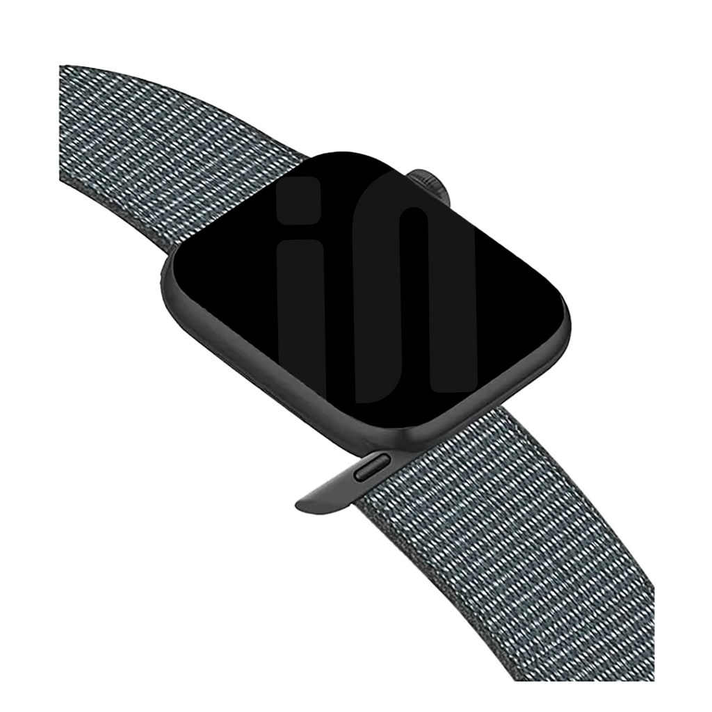 Apple Watch Nylon Loop Strap – Grey-Green Velcro Closure